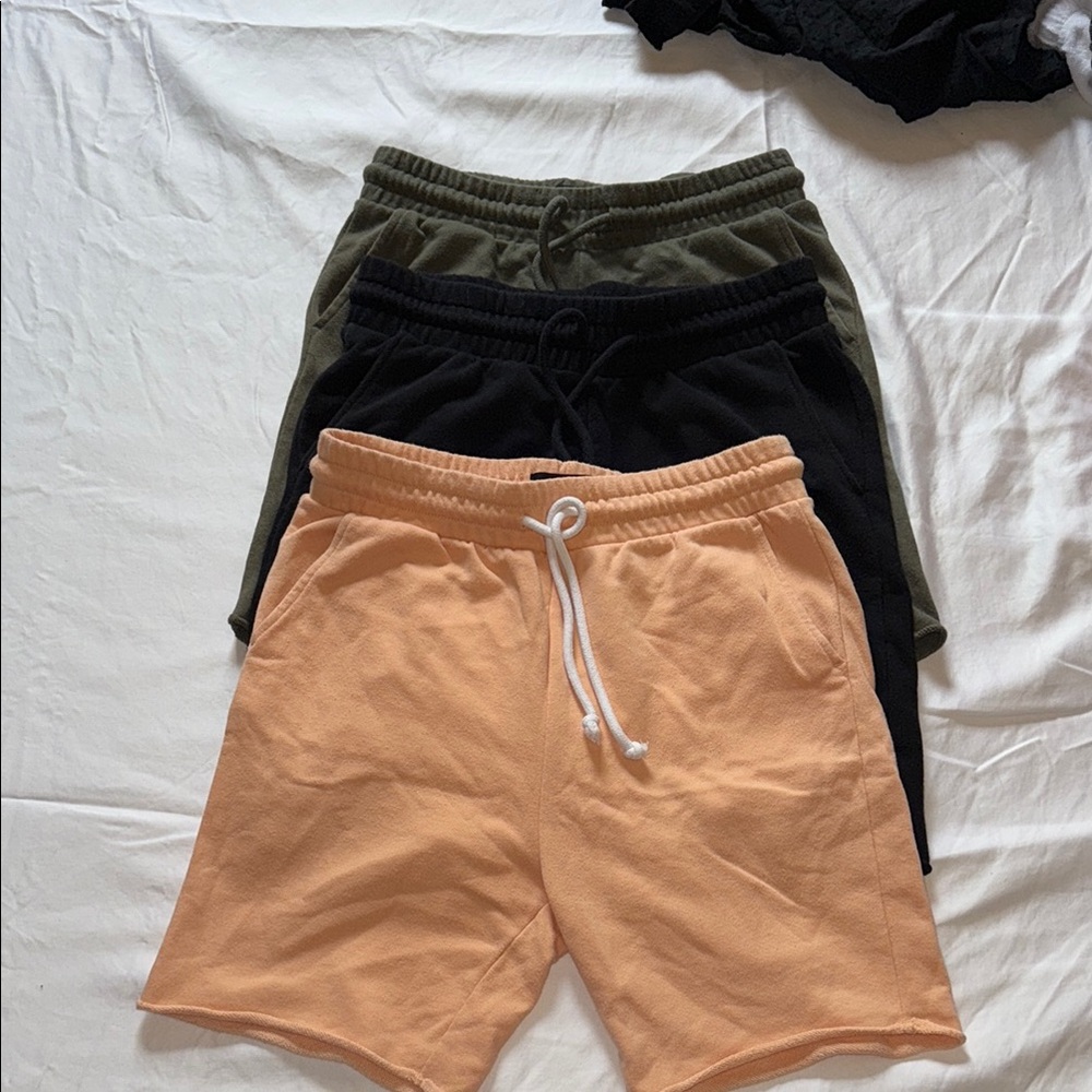Men's Casual Shorts - Black, Olive, and Peach